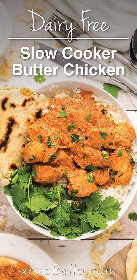 Slow Cooker Dairy Free, Dairy Free Butter Chicken, Butter Chicken With Cauliflower, How To Make Stromboli, Wildfit Recipes, Buttered Chicken, Slow Cooker Chicken Breast, Chicken With Cauliflower Rice, Chicken Recipes Dairy Free