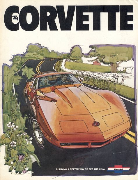 Orange Corvette, Silver Corvette, College Posters, Muscle Car Ads, Automotive Advertising, Vintage Corvette, Corvette C3, Camino Real, Auto Art