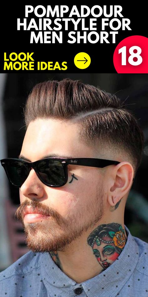 Experience the stylish blend of classic and modern with the pompadour hairstyle for men short. From curly hair to undercuts, it's the look defining men's fashion in 2023.Welcome to the modern man's world with the pompadour hairstyle for men short. It's all about rockabilly style with fade undercut, a trendy 2023 haircut.The pompadour hairstyle for men short brings together the allure of classic and the edge of modern. It's the style setting the trend in men's hairstyles for 2023. Hairstyle For Men Short, Pompadour Hairstyle For Men, Playful Hairstyles, Fashion In 2023, Short Pompadour, Spikey Hair, Fade Undercut, Old Hollywood Hair, Top Hairstyles For Men