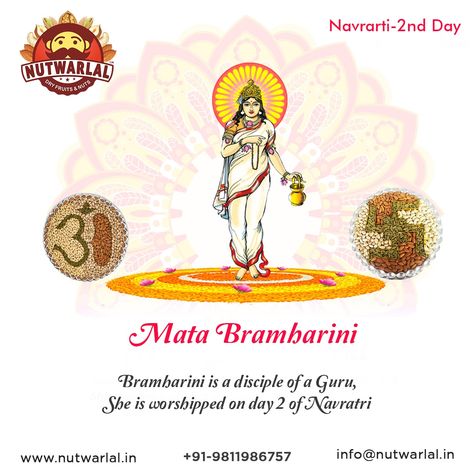 On the 2nd day of #Navaratri we bow to Maa Brahmacharini. May she shower us with her blessing and inspire us to do good deeds in service of society. Place your order online www.nutwarlal.in Send healthy and Delicious gifts online !!! High-quality dry fruits are available 🥰 Nutwarlal Dryfruits at your service even during lockdown we welcome your order on call and whatsapp . You can also order on call or WhatsApp @ +91-98218 80030, 95998 19073 #Navaratri #ChaitraNavratri2021 #ChaitraNavratri Navaratri 2nd Day Wishes, Navaratri 2nd Day, Maa Brahmacharini, Do Good Deeds, Chaitra Navratri, Money Stacks, Hinduism Art, Dry Fruits, Good Deeds