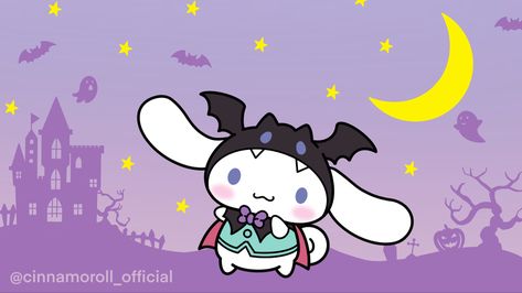 Cinnabat Kawaii Halloween Desktop Wallpaper, Sanrio Halloween Banner, Spooky Cinnamoroll, 3ds Themes, Halloween Cinnamoroll, Cinnamoroll Halloween, Cinnamoroll Party, Kuromi Halloween, Sanrio Halloween