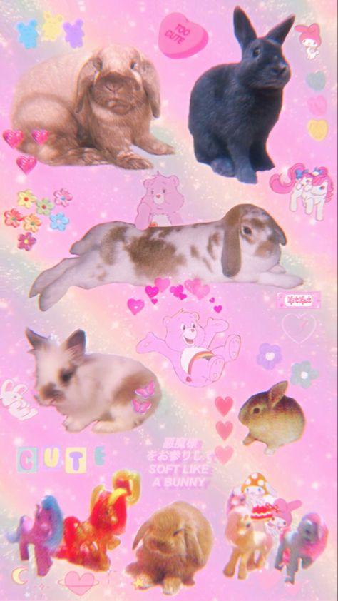 Bunny Poster Aesthetic, New Jeans Bunny Wallpaper, Rabbit Wallpaper Aesthetic, Aesthetic Bunnies, Bunny Wallpaper Aesthetic, Pink Bunny Wallpaper, Cute Bunny Wallpaper, Rabbits Wallpaper, Wallpaper Bunny