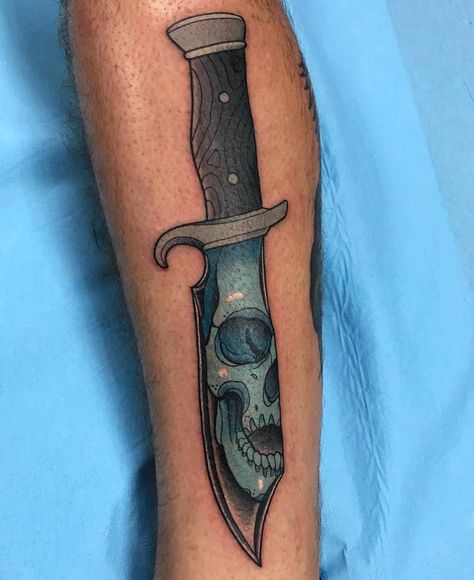 Skull Knife Tattoo, White Raven Tattoo, Skull Knife, Watch Tattoo Design, Manga Ideas, Cool Pocket Knives, Knife Tattoo, White Raven, Raven Tattoo