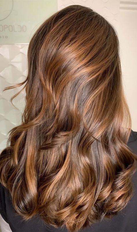 Long Honey Brown Hair Straight, Salted Caramel Hair Color, Salted Caramel Hair, Bright Spring Hair Color, Chestnut Brown Balayage, Honey Brown Hair Color, Rambut Brunette, Themes Wedding, Honey Brown Hair