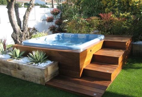 Outdoor jacuzzi ideas on a wooden deck with steps on the backyard. #Jacuzzi #pool #spa #nature #hottub #repin #hot #tub #pool #modern #nature #hot #tub #zen Whirlpool Deck, Hot Tub Landscaping, Deck Piscina, Hot Tub Designs, Hot Tub Patio, Hot Tub Gazebo, Gazebo Plans, Hot Tub Deck, Ideas For Garden