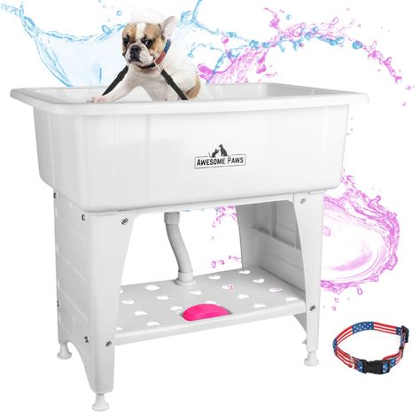 AWESOME PAWS Portable Dog Bathing Station | Booster Bath for Dogs | Dog Stuff Includes - Tub Shampoo Brush, Dog Wash Station & Dog Grooming Table Accessories Double Safety Lanyard & Dog Bathtub Collar : Amazon.com.au: Pet Supplies Dog Wash Station, Dog Bathing Station, Dog Grooming Table, Dog Bathing, Wash Station, Grooming Table, Washing Station, Dog Accesories, Dog Washing Station