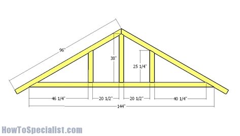 12x8 Gable Shed Roof Plans | HowToSpecialist - How to Build, Step by Step DIY Plans Building A Carport, Gable Roof Design, Roof Truss Design, Carport Plans, Double Carport, Framing Construction, Carport Designs, Roof Construction, Wooden Playhouse