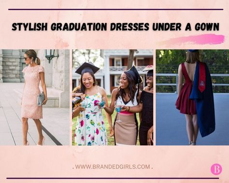 18 Most Stylish Graduation Dresses to Wear Under a Gown Dresses To Wear Under Graduation Gown, What To Wear Under Graduation Gown, White Graduation Gown, Graduation Guest Outfit, What Not To Wear, Easter Dresses For Toddlers, Below The Knee Dresses, Graduation Gown, Ballroom Dance Dresses