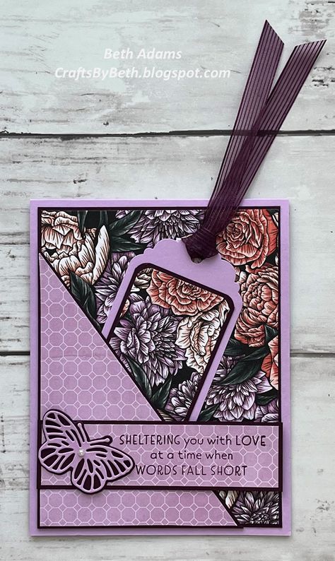 Bookmark in a Card Favored Flowers Designer Series Paper Stampin’ Up! Bookmark Cards, Wings Card, Cottage Rose, Bookmark Card, Masculine Birthday Cards, Step Cards, Wink Of Stella, Designer Series Paper, Card Tutorial