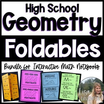 This geometry foldable notes bundle currently includes 120 foldables, perfect for use in a high school geometry course. Ideal for use in interactive notebooks! The current focus is on vocabulary, theorems/ postulates, and the use of algebra to solve geometry problems. It will provide a fun and in... Geometry Notes High School, Geometry Classroom, Geometry Interactive Notebook, Midpoint Formula, Geometry Notes, Math Bingo, High School Geometry, Math Foldables, Geometry Problems