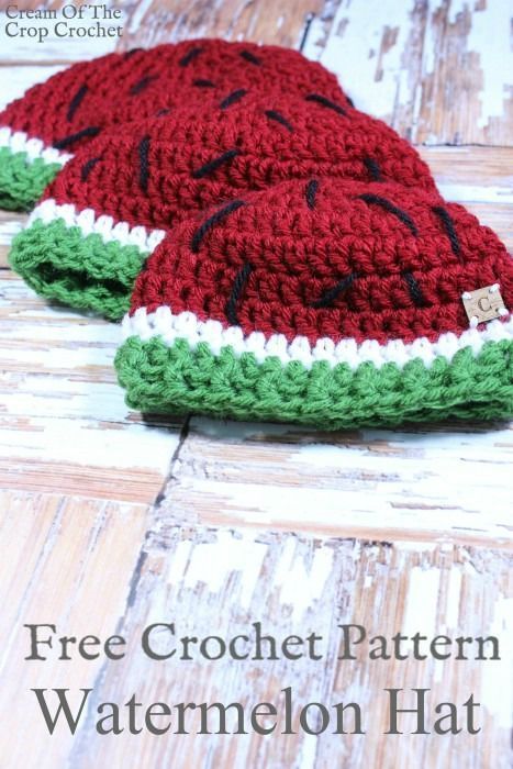 Crochet Watermelon Hat, Crochet Directions, Chemo Hats, شال كروشيه, Crocheted Hats, Hat Crochet Pattern, Baby Hat Patterns, Easy Crochet Projects, Crochet Cap