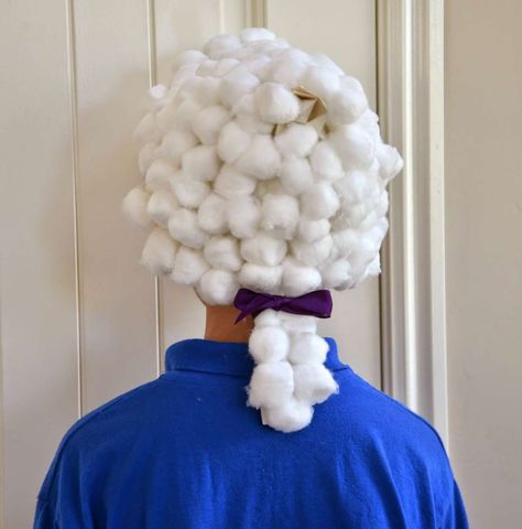 Diy George Washington Wig, George Washington Wig Diy, Diy George Washington Costume, Benjamin Franklin Costume, George Washington Wig, George Washington Craft, George Washington Costume, Judge Wig, Popeye Costume