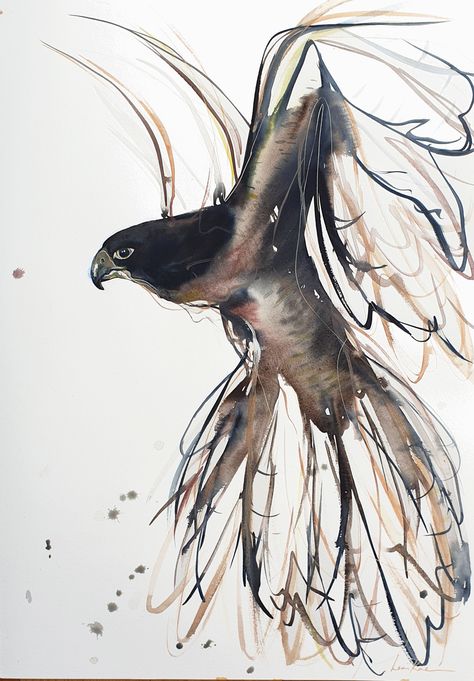 Falcon Painting Acrylic, Falcon Painting, Flight Drawing, Falcon In Flight, Mixed Media Nature, Falcon Art, Abstract Sketches, Abc Art, Spirit Animal Art