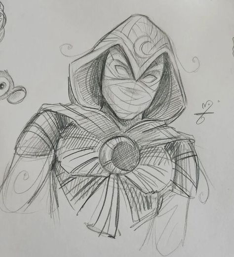 Moonknight Sketch Art, Marvel Characters Sketch, Art Sketches Marvel, Dc Drawings Sketches, Marvel Drawing Ideas Art, Marvel Comics Art Sketch, Moon Knight Dibujo, Marvel Drawings Sketches, Marvel Art Drawings Easy