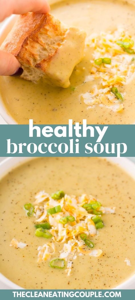 Healthy Broccoli Soup, Healthy Broccoli Cheese Soup, Broccoli Soup Healthy, Crockpot Slow Cooker, Healthy Broccoli, Healthy Potatoes, Easy Clean Eating Recipes, Soup Appetizers, Broccoli Soup