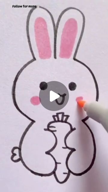 Rabbit Drawing Tutorial, Rabbit Drawing For Kids, Rabbit Drawing, Rabbit Rabbit, Kids Zone, Dream On, Trending Fashion, Drawing Tutorial, Art Gallery