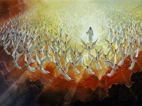 Jesus with the Army of Heavenly Host Army Of Angels, Angel Spirit, Bible Pictures, Guardian Angels, Spiritual Warfare, Angels And Demons, Jesus Pictures, Jesus Christ, Audio