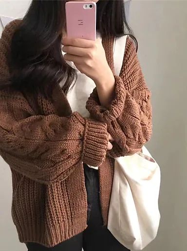 Fall Knit Sweater, Thick Cardigan, Warm Cardigan, Brown Cardigan, Thick Sweaters, Oversized Knitted Sweaters, Knitted Coat, Cable Knit Cardigan, Warm Sweaters