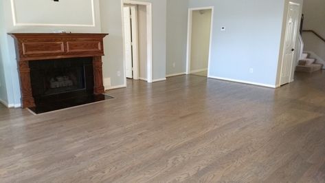 Refinished engineered red oak hardwood in Rustic Beige by Duraseal Duraseal Rustic Beige Red Oak, Rustic Beige Stain On Red Oak, Rustic Beige Stain, Hardwood Colors, Oak Stains, Hardwood Floor Stain Colors, Floor Stain Colors, Floor Options, Weathered Oak Stain