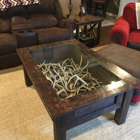 Shadow Box Table, Shadow Box Coffee Table, Wood Blanket Ladder, Box Coffee Table, Bow Rack, Deer Antler Decor, Antlers Decor, Ranch House Decor, Hunting Room