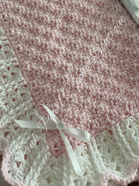 Beautifully textured handmade baby blanket in a soft pink with a large white border Baby Boy Blanket Crochet, Baby Girl Blanket Crochet, Girl Blanket Crochet, Crochet Baby Boy Blanket, Crochet Baby Girl Blanket, Hand Knit Baby Blanket, Neutral Blanket, Pearl Crochet, Heirloom Baby Gifts