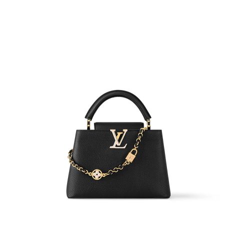 LOUIS VUITTON® - Capucines Bb - Black Louis Vuitton Black Bag, Black Louis Vuitton Bag, Tas Louis Vuitton, Louis Vuitton Capucines Bb, Black Designer Bags, Tas Lv, Louis Vuitton Outfit, Sac Louis Vuitton, Louis Vuitton Capucines