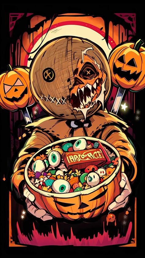 Trick R Treat Movie, Spongebob Halloween, Scary Scarecrow, Sam Trick R Treat, The Hallow, Halloween Wallpaper Cute, Horror Movie Icons, Halloween Artwork, Halloween Wallpaper Iphone