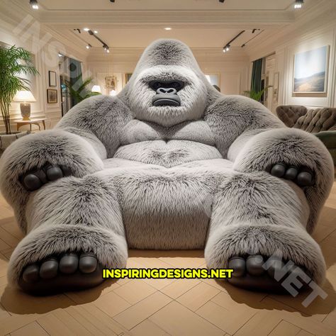 These Gorilla Sofas Bring the Jungle Right into Your Living Room Gorilla Couch, Gorilla Sofa, King Sofa, Large Hallway, Cool Couches, Bold Decor, 3d Printing Diy, Quirky Decor, Workshop Organization