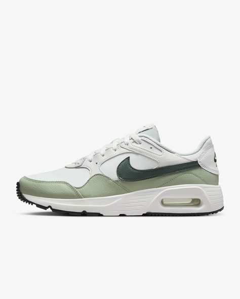 With its easy going lines, heritage track look and of course, visible Air cushioning, the Nike Air Max SC is the perfect finish to any outfit. The rich mixture of materials adds depth while making it a durable and lightweight shoe for everyday wear. Shown: Summit White/Jade Horizon/Vintage Green Style: CW4555-115 Nike Air Max Sc, Air Max Sc, Green Style, Light Weight Shoes, White Jade, Easy Going, Shoes Nike, Green Fashion, Air Max