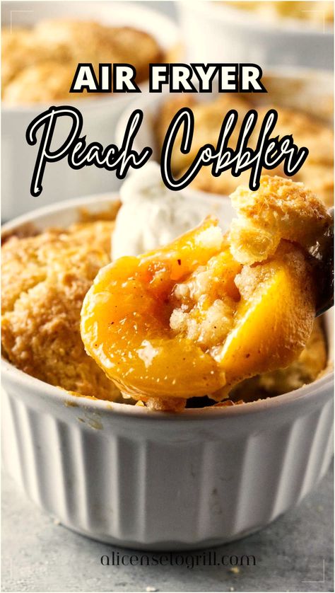 Air Fryer Peach Cobbler. Air Fryer Peach Crisp, Air Fryer Peach Cobbler, Peach Crisp Recipe, Easy Peach Cobbler Recipe, Cobbler Topping, Peach Cobbler Easy, Peach Crisp, Cobbler Recipe, Peach Cobbler Recipe