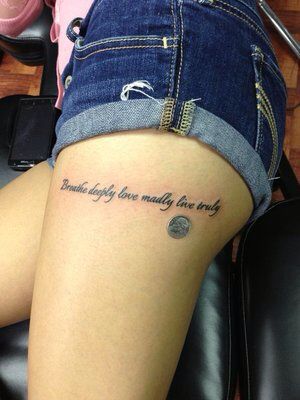 Thigh tattoo Side Thigh Tattoos Women, Small Thigh Tattoos, Thigh Tattoo Quotes, Upper Thigh Tattoos, Thigh Tattoos For Women, Side Thigh Tattoos, Cute Thigh Tattoos, Flower Thigh Tattoos, Thigh Tattoo Designs