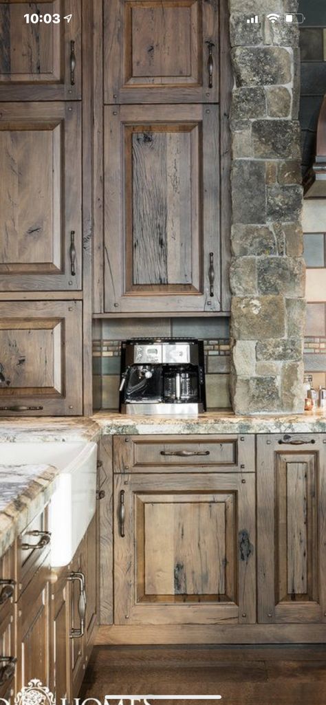 Rustic Off White Kitchen Cabinets, Alder Wood Kitchen Cabinets Rustic, Knotty Alder Kitchen Cabinets With Painted Island, Stained Pine Kitchen Cabinets, Distressed Wood Kitchen Cabinets, Modern Rustic Kitchen Cabinets Hickory, Knotty Alder Cabinet Stain Colors, Cabnit Stain Wood Cabinets, Distressed Wood Cabinets