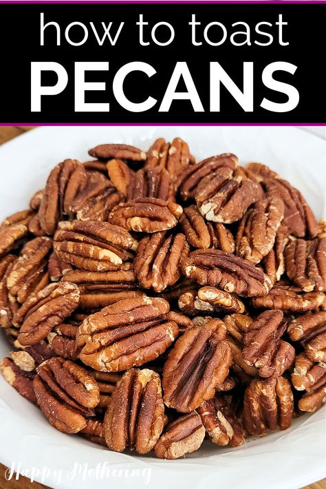 Learn how to toast pecans using two simple methods - the oven method and the stovetop method! Both options are easy and make great toasted pecans. Get my tips for when to use which method and ideas on how to use your toasted pecans in recipes. Toasted Pecans Oven, Toasting Pecans, How To Toast Pecans, Toast Pecans, Toasted Pecans Recipe, Roasted Pecans Recipe, Gluten Free Banana Muffins, Pecan Ice Cream, Roasted Pecans