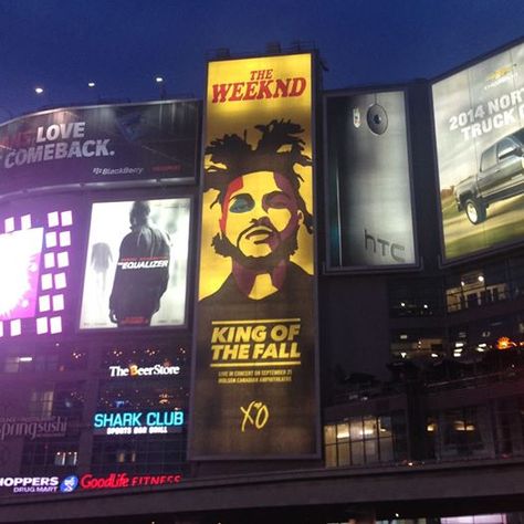 The Weeknd ( #theweeknd #theweekndxo) #KingoftheFall Promo Billboard in Yonge-Dundas Sq. in Toronto. Canada. The Weeknd Billboard, Weeknd Aesthetic, The Weeknd, Toronto Canada, Broadway Show Signs, Toronto, Photography, Quick Saves, Instagram