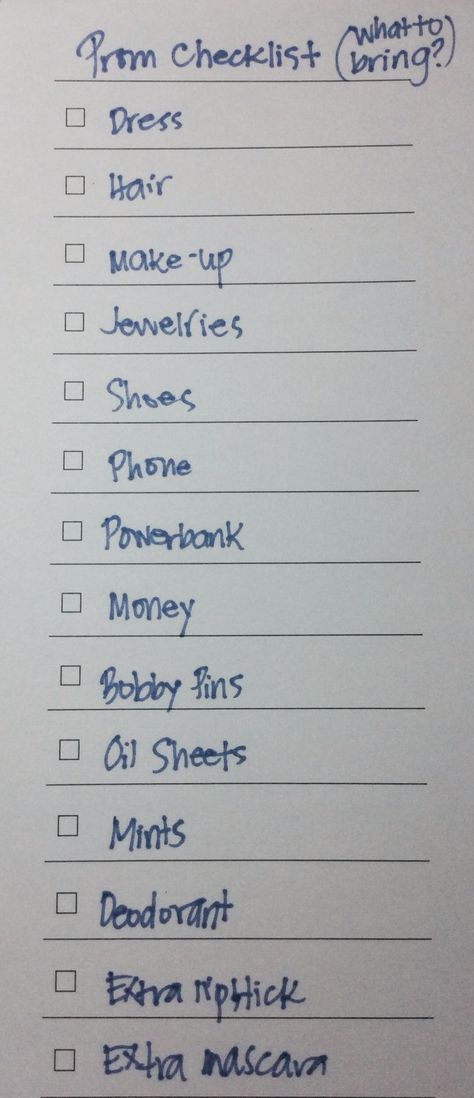 What To Bring To A School Dance, School Dance Checklist, Day Of Prom Checklist, Homecoming To Do List, Prom List Things To Do, What To Do Before Prom, Prom Checklist Getting Ready For, Prom Tips And Tricks, Prom Must Haves