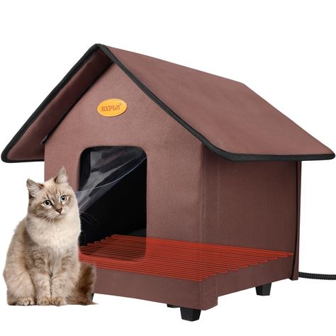 Heated Cat Houses for Outdoor Cats - Elevated Weatherproof Insulated Heated Outdoor Cat House for Winter - Feral Cat Shelter for Outside Cats - Outdoor Heated Cat House (Brown) Cat House For Winter, Outside Cat Shelter, Heated Outdoor Cat House, Insulated Cat House, Heated Cat House, Outside Cat House, Feral Cat Shelter, Indoor Dog House, Cat In Heat