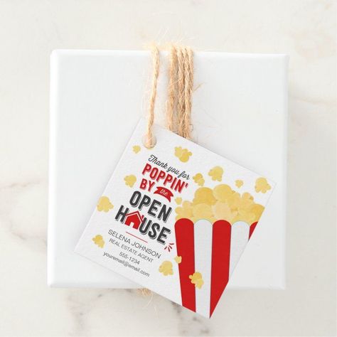 Thank you for Poppin' by the Open House realtor Favor Tags School Printables, Gift Tags Printable, Favor Tags, Sign Poster, Open House, Gift Tags, Note Pad, Thank You Cards, Tool Design