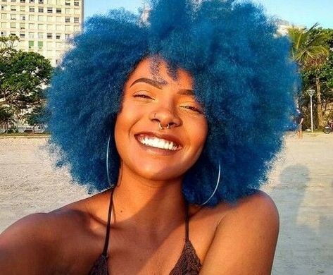 Coloured Afro, Blue Afro, Bright Red Hair Color, Latest Hair Color, Bright Red Hair, Colored Curly Hair, Pelo Afro, Dyed Natural Hair, Colorful Hair