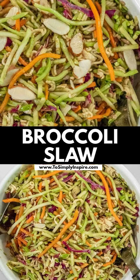 This balsamic broccoli slaw recipe is simple to make and packed with fresh, bold flavors for a perfect side dish or light meal. It’s wonderful to take to any family gathering or BBQ!rn Broccoli Slaw Dressing, Asian Broccoli Slaw, Broccoli Slaw Recipe, Broccoli Slaw Salad, Broccoli Slaw Recipes, Asian Broccoli, Crunchy Broccoli, Amazing Dinners, Slaw Salad