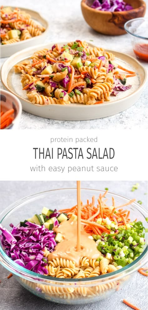 Thai Pasta Salad, Thai Pasta, Pancakes Low Carb, Easy Peanut Sauce, Thai Noodle Salad, 20 Minute Dinners, Resep Pasta, Protein Salad, Thai Peanut Sauce