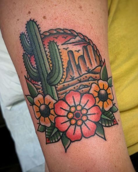 Desert Tattoo, Arizona Tattoo, Bookings Available, Cowgirl Tattoos, Mexican Tattoo, Cowboy Tattoos, Traditional Tattoo Inspiration, Cactus Tattoo, Native Tattoos