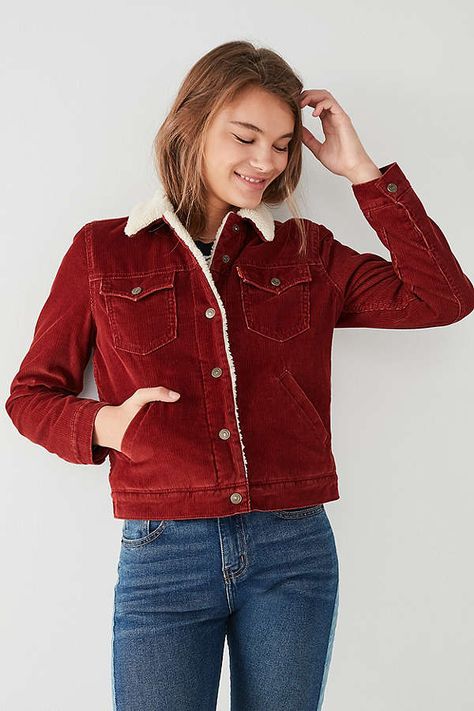 Levi’s Sherpa Corduroy Jacket Corduroy Trucker Jacket, Corduroy Sherpa Jacket, Sherpa Denim Jacket, Barn Jacket, Retro Jeans, Classic Jacket, Sherpa Jacket, Womens Fashion For Work, Trucker Jacket