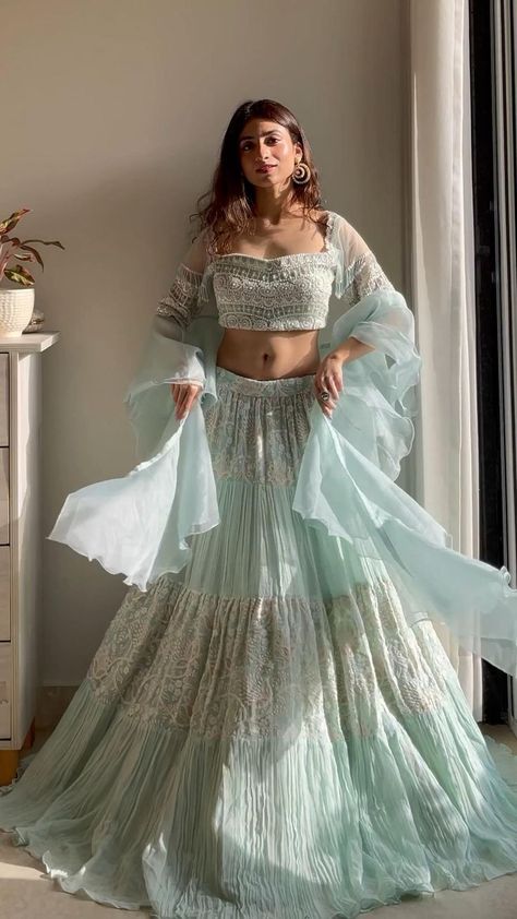 Fairytale lehenga 🦋 in 2022 | Party wear indian dresses, Indian dresses traditional, Designer dresses casual Traditional Designer Dresses, Wedding Lehenga Designs, Dresses Traditional, Draping Fashion, Traditional Indian Dress, Pakistani Dresses Casual, Indian Dresses Traditional, Indian Gowns Dresses, Beautiful Dress Designs