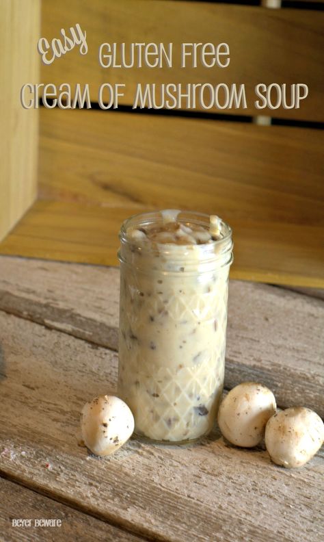 This easy Gluten Free Cream of Mushroom Soup recipe is now a staple in my cooking for any recipe that calls for cream of mushroom soup. Gluten Free Mushroom Soup, Condensed Cream Of Mushroom Soup, Mushroom Soup Recipe, Cream Soup Recipes, Mushroom Soup Recipes, Cream Of Mushroom Soup, Cream Of Mushroom, Homemade Gluten Free, Gluten Free Eating