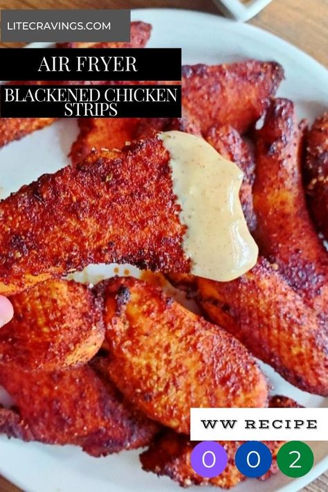 These Blackened Chicken Strips are my take on the Tyson version that is hugely popular in WW communities. An easy and flavorful food prep! Air Fryer Blackened Chicken, Blackened Chicken Tenders, Chicken Fingers Baked, Chicken Strip Recipes, Blackened Chicken, Ww Desserts, Chicken Strips, Oven Baked Chicken, Grilling Chicken Breast