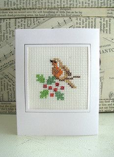 Christmas Cross Stitch Patterns Free, Cross Stitch Christmas Cards, 123 Cross Stitch, Tapestry Ideas, Robin Christmas, Stitched Cards, Cross Christmas Tree, Cross Stitch Fruit, Stitch Cards