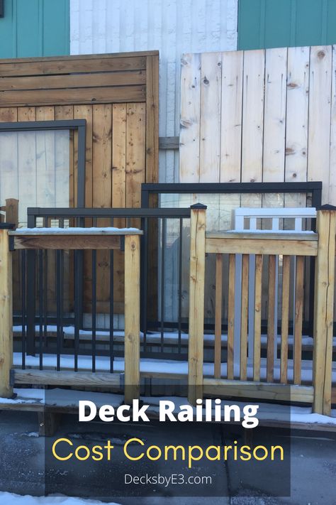 Composite Railing Ideas, Composite Deck With Wood Railing, Deck Railing Alternatives, Affordable Deck Railing Ideas, Cheap Porch Railing Ideas, Composite Deck Railing Ideas, Easy Deck Railing Ideas, Diy Deck Railing Cheap, Deck Without Railing Ideas