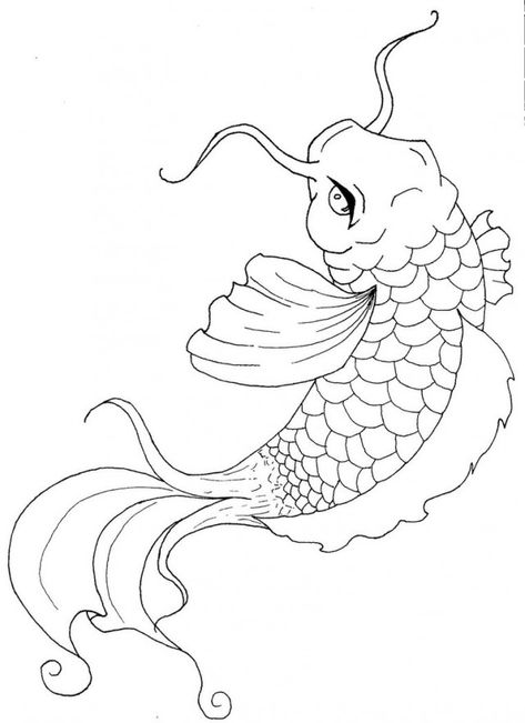 Japanese Koi Fish Coloring Pages Koi Fish Coloring Pages, Koi Fish Colors, Fish Outline, Fish Coloring, Beautiful Pencil Drawings, Coy Fish, Koi Fish Drawing, Fish Template, Fish Coloring Page