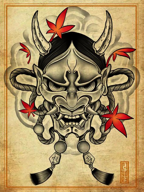 I will draw a japanese oreintal tattoo design Oni Tattoo Design, Oni Mask Tattoo, Oni Tattoo, Hannya Mask Tattoo, Oni Mask, Mask Tattoo, Japan Tattoo, Japanese Tattoo Art, Design Tattoo