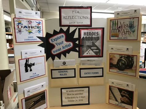 Fall 2018 PTA Reflections Board Pta Reflections, Trifold Board, Pta Mom, Pta Moms, Pta Ideas, School Bulletin Boards, Hero Arts, Fall 2018, Bulletin Boards